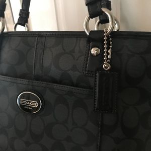 Coach Signature Canvas Zip Satchel/Tote Black
